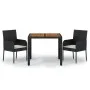 Garden dining set 3 pieces with black synthetic rattan cushions by vidaXL, Garden sets - Ref: Foro24-3185011, Price: 240,03 €...