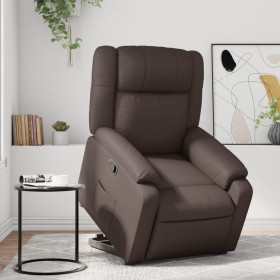 Sillón reclinable elevable cuero sintético marrón en Sillones | Comprar online en Foro24