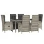 Garden dining set 7 pieces and gray synthetic rattan cushions by vidaXL, Garden sets - Ref: Foro24-3185032, Price: 1,00 €, Di...