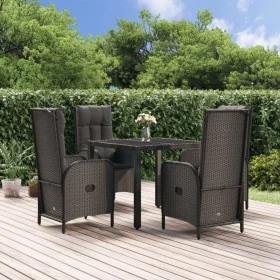 5-teiliges Gartenmöbel-Set mit schwarzen synthetischen Rattankissen von vidaXL, Gartensets - Ref: Foro24-3185054, Preis: 647,...