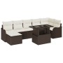 Conjunto de sofá de jardín con cojín 8 pcs Marrón Poliratán
