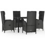 5-teiliges Gartenmöbel-Set mit schwarzen synthetischen Rattankissen von vidaXL, Gartensets - Ref: Foro24-3185054, Preis: 558,...