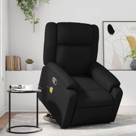 Sillón reclinable de masaje de pie cuero artificial negro Sillón reclinable de masaje de pie cuero artificial negro