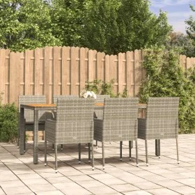 Garden dining set 7 pieces and gray synthetic rattan cushions by vidaXL, Garden sets - Ref: Foro24-3185021, Price: 452,60 €, ...