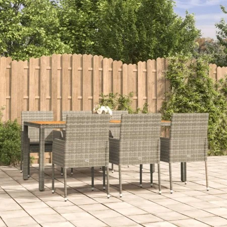 Garden dining set 7 pieces and gray synthetic rattan cushions by vidaXL, Garden sets - Ref: Foro24-3185021, Price: 452,60 €, ...
