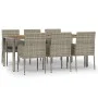 Garden dining set 7 pieces and gray synthetic rattan cushions by vidaXL, Garden sets - Ref: Foro24-3185021, Price: 452,60 €, ...