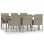 Set comedor jardín 7 pzas y cojines ratán sintético gris de vidaXL, Conjuntos de jardín - Ref: Foro24-3185021, Precio: 467,82...