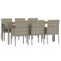 Garden dining set 7 pieces and gray synthetic rattan cushions by vidaXL, Garden sets - Ref: Foro24-3185021, Price: 452,60 €, ...