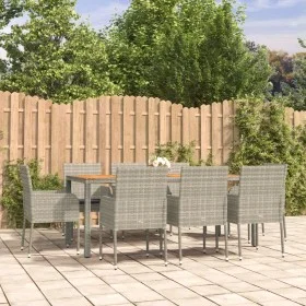 Garden dining set 9 pieces and gray synthetic rattan cushions by vidaXL, Garden sets - Ref: Foro24-3185022, Price: 605,42 €, ...