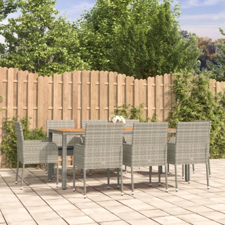 Garden dining set 9 pieces and gray synthetic rattan cushions by vidaXL, Garden sets - Ref: Foro24-3185022, Price: 599,93 €, ...
