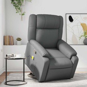 Sillón reclinable de masaje de pie cuero artificial gris Sillón reclinable de masaje de pie cuero artificial gris