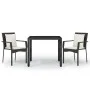 Set comedor de jardín 3 pzas con cojines ratán sintético negro de vidaXL, Conjuntos de jardín - Ref: Foro24-3157951, Precio: ...