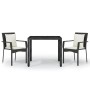 Set comedor de jardín 3 pzas con cojines ratán sintético negro de vidaXL, Conjuntos de jardín - Ref: Foro24-3157951, Precio: ...