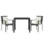 Set comedor de jardín 3 pzas con cojines ratán sintético negro de vidaXL, Conjuntos de jardín - Ref: Foro24-3157951, Precio: ...