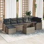 Conjunto de sofá de jardín con cojín 8 pcs Gris Poliratán