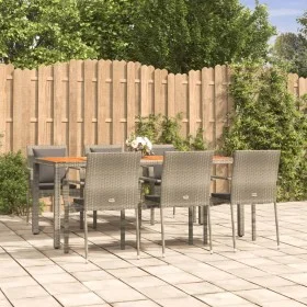 Garden dining set 7 pieces and gray synthetic rattan cushions by vidaXL, Garden sets - Ref: Foro24-3184973, Price: 552,28 €, ...