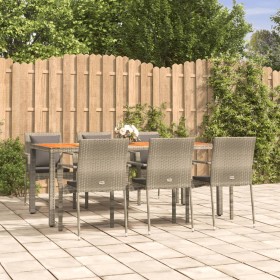 Set comedor jardín 7 pzas y cojines ratán sintético gris de vidaXL, Conjuntos de jardín - Ref: Foro24-3184973, Precio: 552,28...