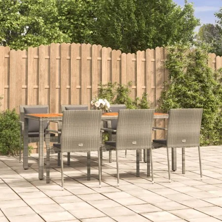 Set comedor jardín 7 pzas y cojines ratán sintético gris de vidaXL, Conjuntos de jardín - Ref: Foro24-3184973, Precio: 552,30...
