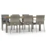 Set comedor jardín 7 pzas y cojines ratán sintético gris de vidaXL, Conjuntos de jardín - Ref: Foro24-3184973, Precio: 552,30...