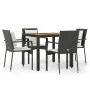 5-teiliges Gartenmöbel-Set mit schwarzen synthetischen Rattankissen von vidaXL, Gartensets - Ref: Foro24-3157964, Preis: 444,...