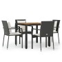 5-teiliges Gartenmöbel-Set mit schwarzen synthetischen Rattankissen von vidaXL, Gartensets - Ref: Foro24-3157964, Preis: 381,...