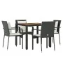 5-teiliges Gartenmöbel-Set mit schwarzen synthetischen Rattankissen von vidaXL, Gartensets - Ref: Foro24-3157964, Preis: 444,...