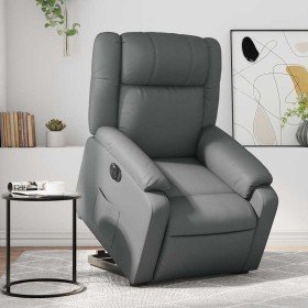 Sillón de masaje elevable eléctrico cuero sintético gris Sillón de masaje elevable eléctrico cuero sintético gris
