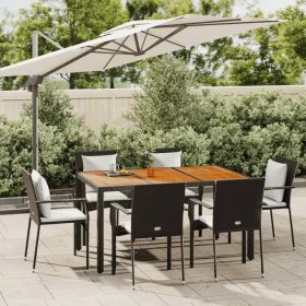 7-piece garden dining set with black synthetic rattan cushions by vidaXL, Garden sets - Ref: Foro24-3184990, Price: 559,69 €,...