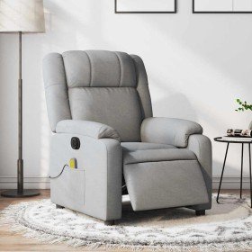 Sillón reclinable de masaje eléctrico tela gris claro Sillón reclinable de masaje eléctrico tela gris claro