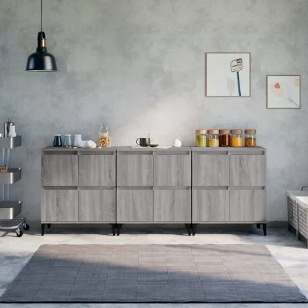 Sideboards 3 Stück Sperrholz Sonoma grau 60x35x70 cm von vidaXL, Sideboards - Ref: Foro24-3185781, Preis: 225,80 €, Rabatt: %