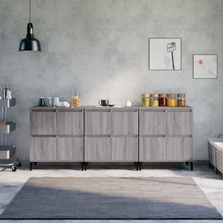 Sideboards 3 Stück Sperrholz Sonoma grau 60x35x70 cm von vidaXL, Sideboards - Ref: Foro24-3185781, Preis: 229,26 €, Rabatt: %