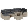 Conjunto de sofá de jardín con cojín 8 pcs Gris claro Poliratán