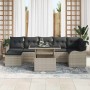 Conjunto de sofá de jardín con cojín 8 pcs Gris claro Poliratán