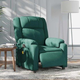 Sillón reclinable de masaje eléctrico tela verde oscuro en Sillones | Comprar online en Foro24