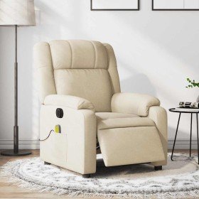 Sillón reclinable de masaje eléctrico tela color crema Sillón reclinable de masaje eléctrico tela color crema