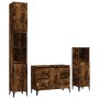 3-teiliges Badezimmermöbel-Set aus geräuchertem Eichensperrholz von vidaXL, Badezimmermöbel - Ref: Foro24-3185610, Preis: 206...