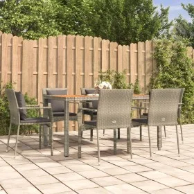 Garden dining set 7 pieces and gray synthetic rattan cushions by vidaXL, Garden sets - Ref: Foro24-3184972, Price: 509,88 €, ...