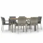 Garden dining set 7 pieces and gray synthetic rattan cushions by vidaXL, Garden sets - Ref: Foro24-3184972, Price: 509,88 €, ...