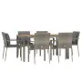 Garden dining set 7 pieces and gray synthetic rattan cushions by vidaXL, Garden sets - Ref: Foro24-3184972, Price: 509,88 €, ...