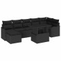 Conjunto de sofá de jardín con cojín 8 pcs Negro Poliratán
