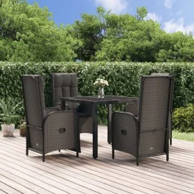 5-teiliges Gartenmöbel-Set mit schwarzen synthetischen Rattankissen von vidaXL, Gartensets - Ref: Foro24-3185065, Preis: 656,...