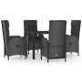 5-teiliges Gartenmöbel-Set mit schwarzen synthetischen Rattankissen von vidaXL, Gartensets - Ref: Foro24-3185065, Preis: 571,...