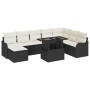 Conjunto de sofá de jardín con cojín 9 pcs Negro Poliratán