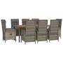 Set comedor jardín 9 pzas y cojines ratán sintético gris de vidaXL, Conjuntos de jardín - Ref: Foro24-3185052, Precio: 1,00 €