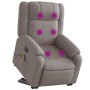 Sillón reclinable de masaje elevable tela gris taupé