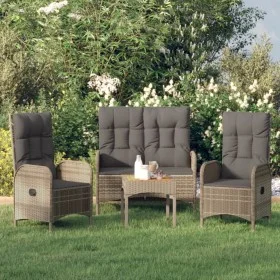 3-piece garden dining set with gray synthetic rattan cushions by vidaXL, Garden sets - Ref: Foro24-3185091, Price: 428,78 €, ...