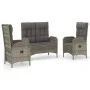 3-piece garden dining set with gray synthetic rattan cushions by vidaXL, Garden sets - Ref: Foro24-3185091, Price: 428,78 €, ...