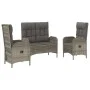 3-piece garden dining set with gray synthetic rattan cushions by vidaXL, Garden sets - Ref: Foro24-3185091, Price: 428,78 €, ...