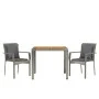 3-piece garden dining set with gray synthetic rattan cushions by vidaXL, Garden sets - Ref: Foro24-3184969, Price: 217,32 €, ...