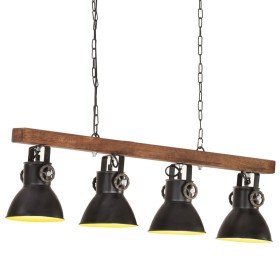Lámpara de techo industrial madera de mango negro E27